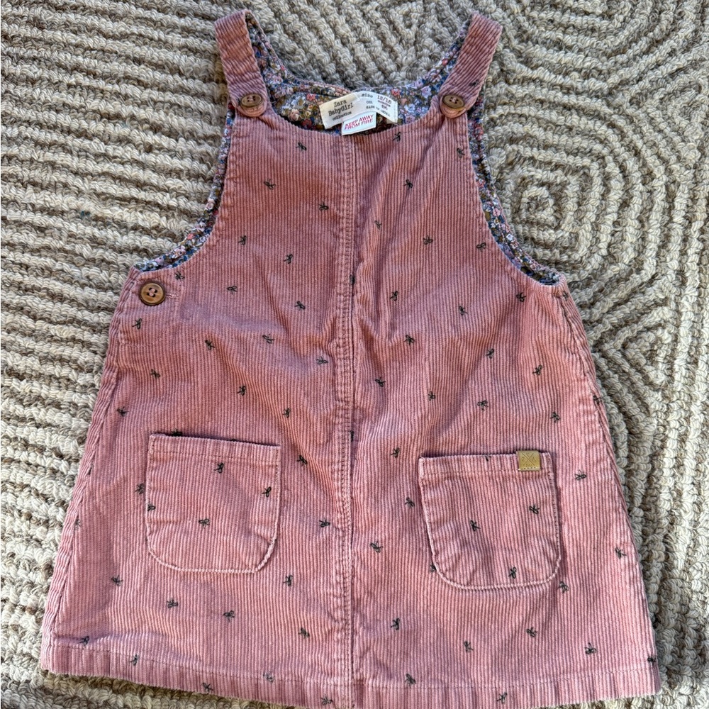 Zara Pink Corduroy Kids Casual Dress